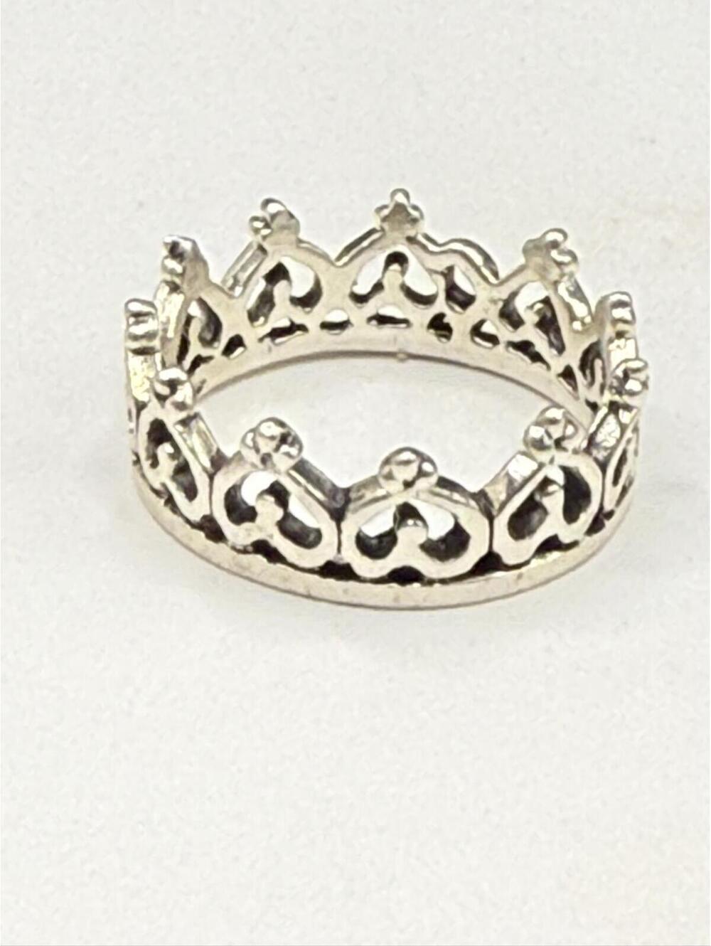 Sterling Silver Crown Band Ring - Size 8.5